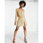 Robes Asos Design dorées à manches longues courtes à manches longues classiques pour femme en promo 