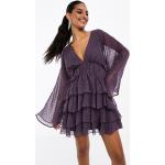 Robes en soie Asos Design violettes à pois en mousseline à volants Taille XL pour femme 