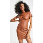 Robes courtes Asos Design marron en viscose courtes à manches courtes pour femme en promo 