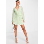 Robes à pois Asos Design vert pastel à pois métalliques courtes à col en V Taille XXS classiques pour femme 