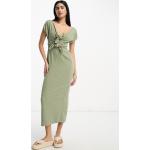 Robes décolletées Asos Design vertes en viscose mi-longues à col en V Taille S look utility pour femme en promo 