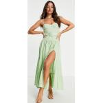 Robes d'été Asos Design vert pomme à carreaux à volants longues Taille S classiques pour femme en promo 