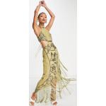Robes fleuries Asos Design vertes à fleurs à franges à motif fleurs mi-longues Taille XL classiques pour femme en promo 