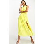 Robes Asos Design jaunes en satin sans manches sans manches à col rond classiques pour femme en promo 