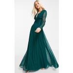 Robes longues Asos Design vert d'eau à manches longues longues à manches longues à col en V Taille S classiques pour femme en promo 