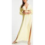 Robes longues Asos Design jaunes en viscose à manches longues longues à manches longues Taille XL classiques pour femme en promo 