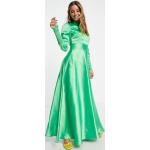 Robes longues Asos Design vert émeraude en satin à manches longues longues à manches longues Taille XS classiques pour femme en promo 