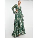 Robes longues fleuries Asos Design multicolores à fleurs à volants longues Taille XXS classiques pour femme en promo 