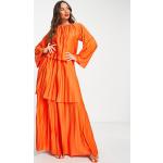 Robes plissées Asos Design multicolores à volants longues à col rond look casual pour femme en promo 