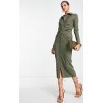 Robes Asos Design vertes en viscose à manches longues mi-longues à manches longues pour femme en promo 
