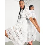 Robes crochet Asos Edition blanches à volants mi-longues Taille XS classiques pour femme en promo 