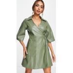Robes cache-coeur Asos Design vert olive en cuir Taille XXS classiques pour femme en promo 