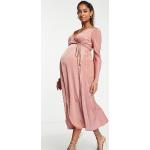 Robes de grossesse longues Asos Maternité marron en satin à manches longues Taille XS classiques pour femme en promo 