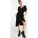 Robes cache-coeur Asos Design noires mi-longues à manches courtes classiques pour femme en promo 