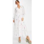 Robes longues fleuries Asos Design blanches à fleurs en viscose à manches longues Taille XXS classiques pour femme en promo 