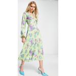 Robes évasées Asos Design multicolores à fleurs en satin mi-longues Taille M classiques pour femme en promo 