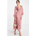 Robes Asos Design rose foncé à pois à manches longues mi-longues à manches longues Taille XS classiques pour femme en promo 