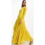 Robes Asos Design jaunes en mousseline à manches longues à manches longues à col rond classiques pour femme en promo 