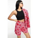 Shorts taille haute Asos Design roses à fleurs en viscose à motif fleurs Taille XS pour femme en promo 