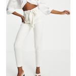 Pantalons taille haute Asos Design blancs en viscose avec ceinture Taille M pour femme en promo 