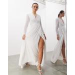 Robes de mariée Asos Design blanches à manches longues à manches longues Taille S classiques pour femme 