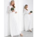 Robes de mariée Asos Edition blanches à fleurs à manches longues à manches longues Taille XS classiques pour femme en promo 