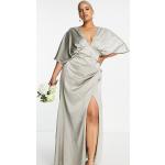 Robes décolletées de mariage Asos Edition vertes en satin longues Taille 3 XL plus size classiques pour femme en promo 