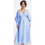 Robes Asos Edition bleues à carreaux en organza à carreaux mi-longues Taille XL plus size classiques pour femme en promo 