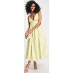 Robes fleuries Asos Edition jaunes à fleurs à volants mi-longues à col en V Taille S classiques pour femme en promo 