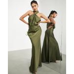Robes longues Asos Design vert d'eau en satin longues Taille M classiques pour femme 