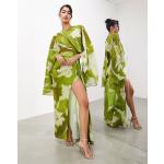 Robes de soirée longues Asos Edition multicolores à fleurs en satin à col rond Taille XL pour femme en promo 