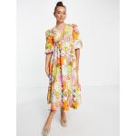 Robes fleuries Asos Edition multicolores à fleurs à épaules bouffantes mi-longues Taille XXS classiques pour femme en promo 
