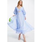 Robes Asos Edition bleues à carreaux en organza à carreaux mi-longues classiques pour femme en promo 