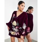 Robes fleuries Asos Edition à fleurs en velours à motif fleurs Taille XXS classiques pour femme en promo 