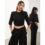 Tops court Asos Edition noirs en jersey à épaulettes Taille XL pour femme 