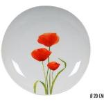 Assiettes à dessert rouges en porcelaine à motif fleurs en lot de 24 