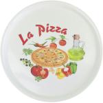 Assiettes à pizza blanches à rayures à motif pizza diamètre 33 cm 