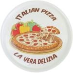 Assiettes à pizza blanches à rayures en fibre synthétique à motif pizza diamètre 33 cm 