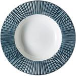 Assiettes plates bleues à rayures en porcelaine diamètre 25 cm modernes 