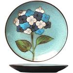 Assiettes en céramique bleues en céramique à motif fleurs 