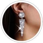 Boucles d'oreilles pendantes de mariage argentées en cristal à strass fait main pour femme 
