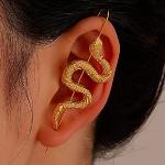 Boucles d'oreilles longues de mariage dorées à motif serpents fait main look fashion pour femme 