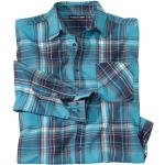 Chemises Atlas For Men turquoise à carreaux en flanelle à carreaux à manches longues Taille XXL pour homme 