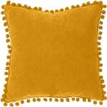 Coussins ocre jaune en polyester à pompons 40x40 cm 