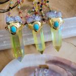 Pendentifs turquoise en cristal amethyste pour femme 