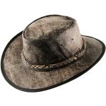 Chapeaux de cowboy noirs en cuir de vache 62 cm Taille XXL look fashion pour homme 