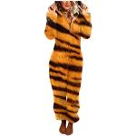 Pyjamas combinaisons pour fêtes de Noël d'automne jaunes à effet léopard à motif animaux Taille S look fashion 