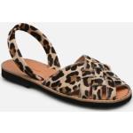 Sandales Minorquines marron à effet léopard en cuir en cuir Pointure 36 pour femme 