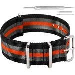 AUTULET 22mm Noir/Gris/Orange de Style Robuste Poignet Hommes Sport en Nylon Exotique Bracelet Bracelet