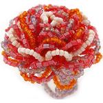 Bagues Avalaya rouges en verre à perles à motif fleurs en perle look casual pour femme 